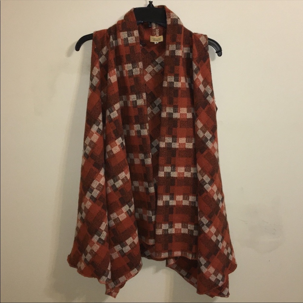 Burnt Orange Checkered Vest